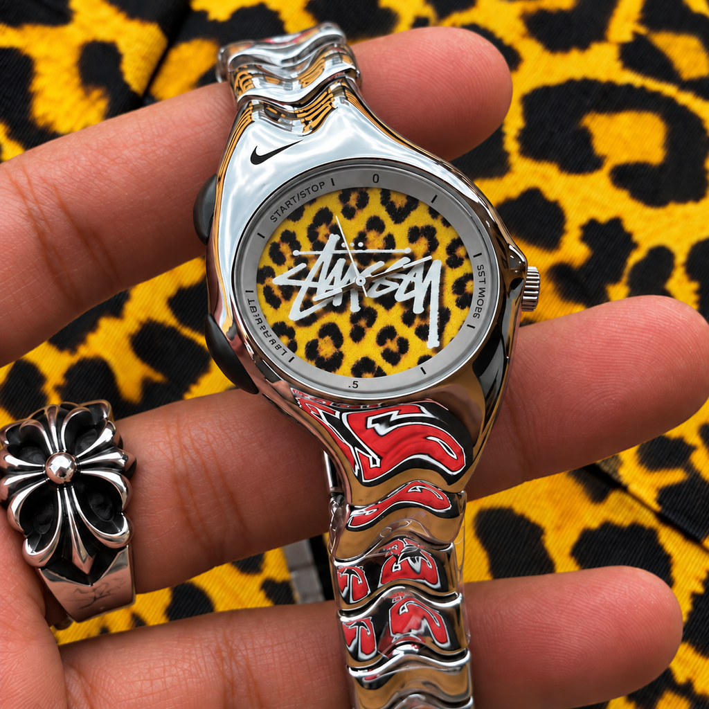 Nike Triax Armored Stainless Steel Watch – Custom Leopard Print Dial