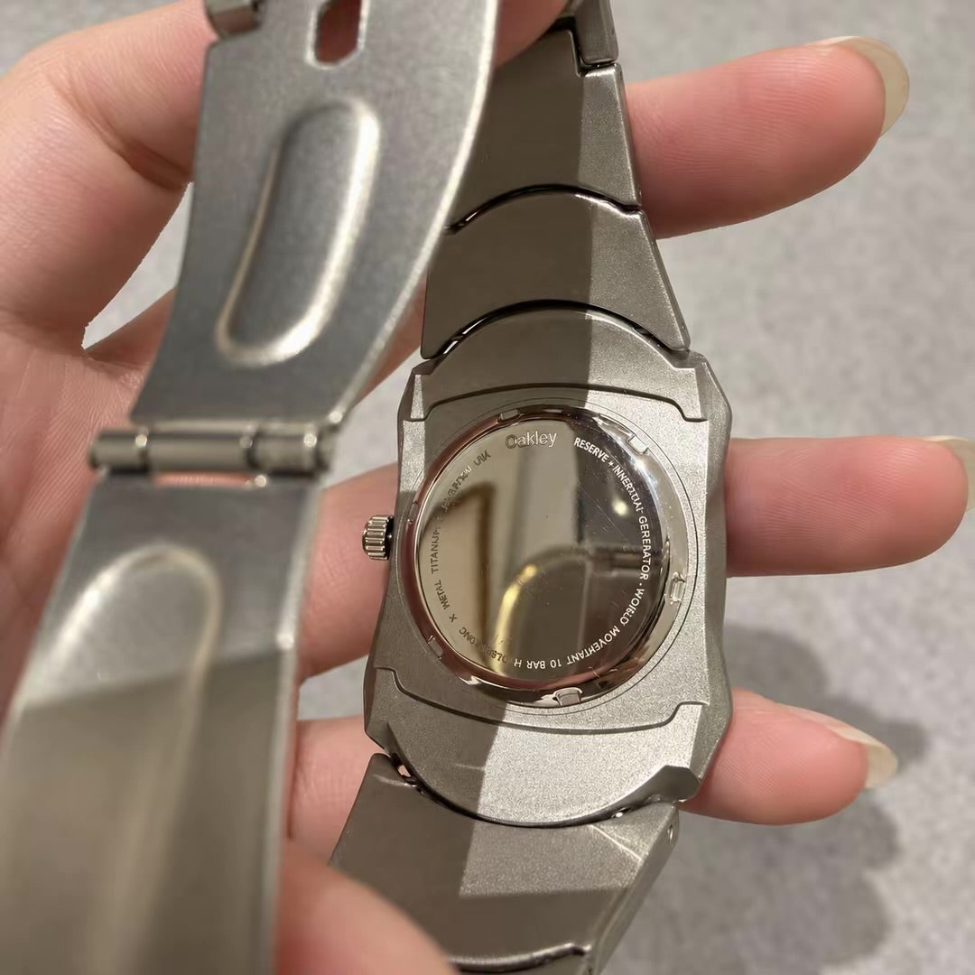 Oakley Time Bomb Titanium/Silver Watch – Red Dial