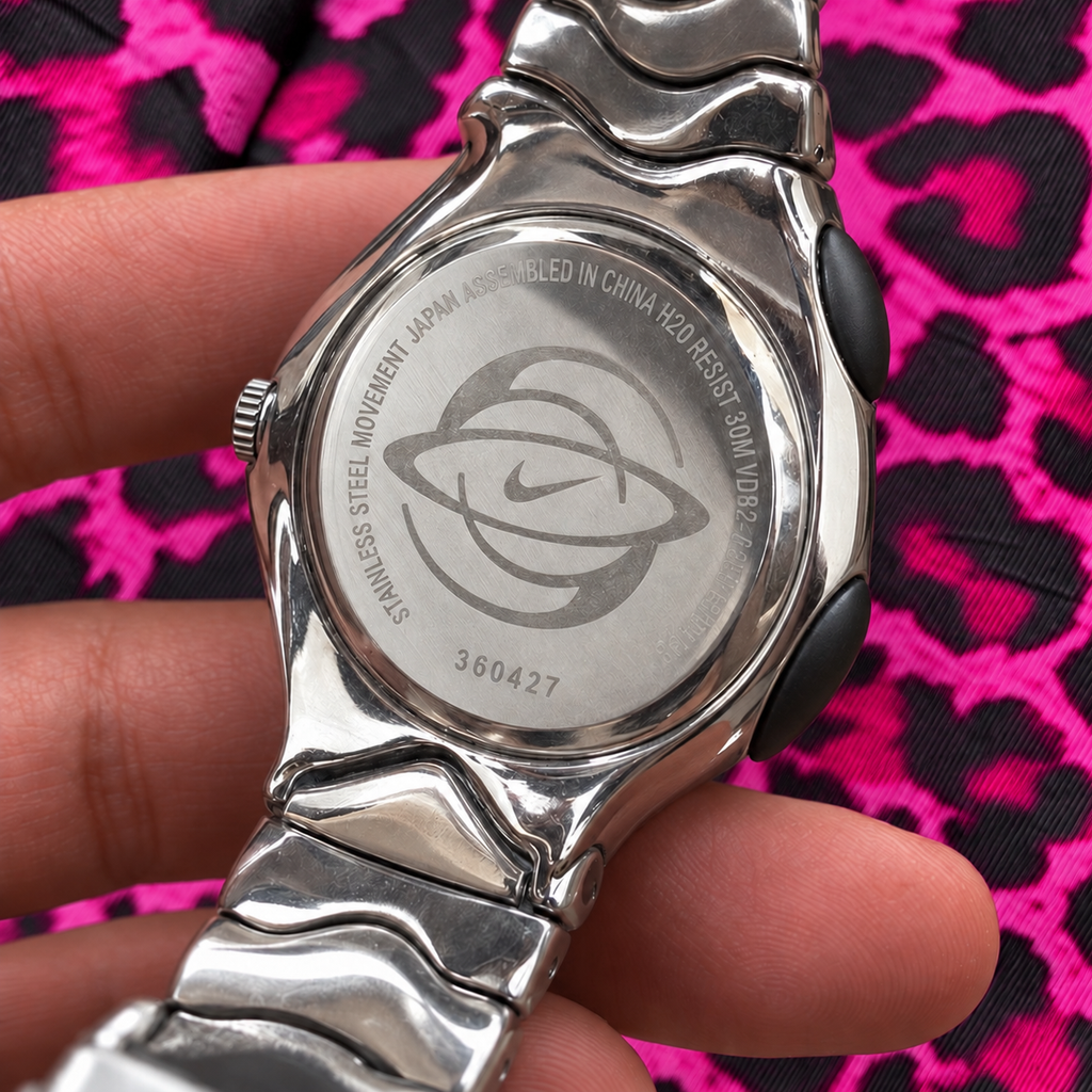 Nike Triax Stainless Steel Watch with Pink Leopard Print Stüssy Dial
