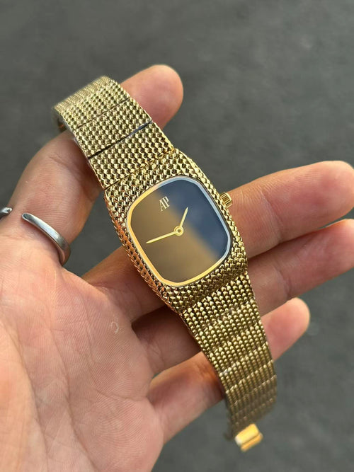 Audemars Piguet Black Dial Mesh Bracelet Watch – Gold Tone / Silver Tone