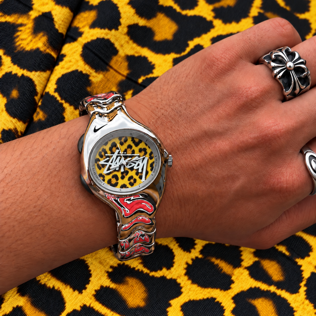 Nike Triax Armored Stainless Steel Watch – Custom Leopard Print Dial