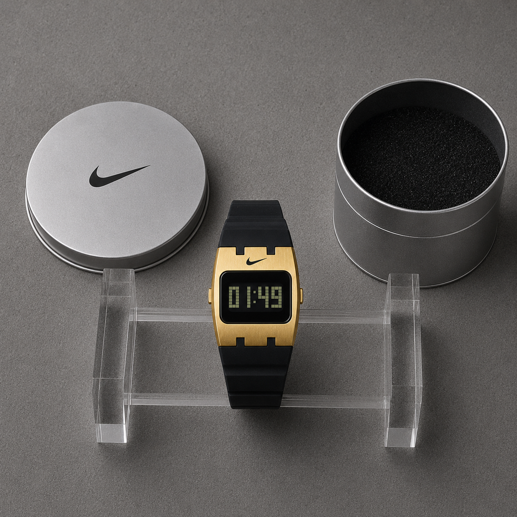 Nike Rectangular Digital Y2K Watch – Silver / Gunmetal / Gold