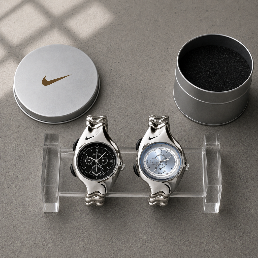 Nike Y2K Triax Wave Chronograph Watch | Glossy Shell Black & White Face