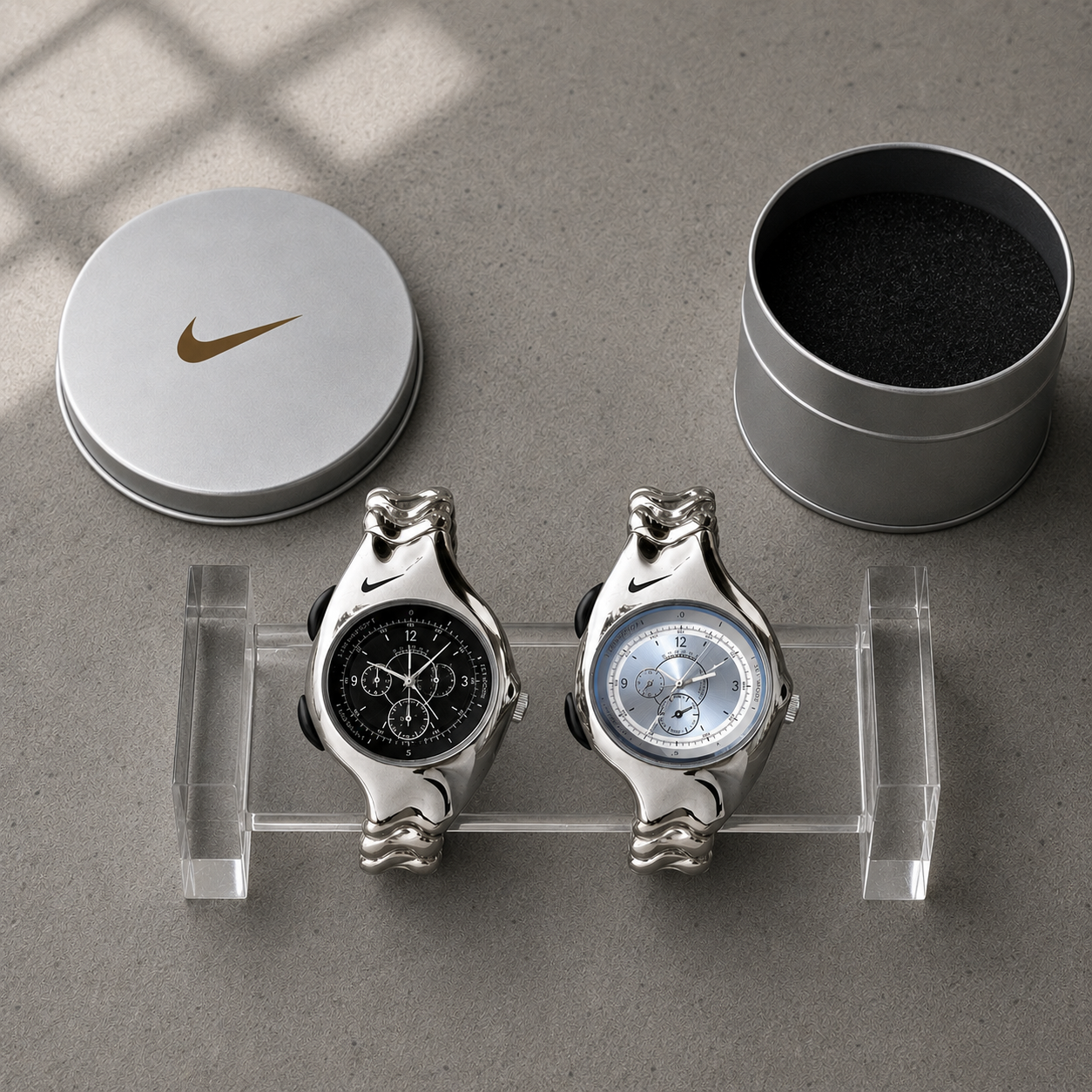 Nike Y2K Triax Wave Chronograph Watch | Glossy Shell Black & White Face