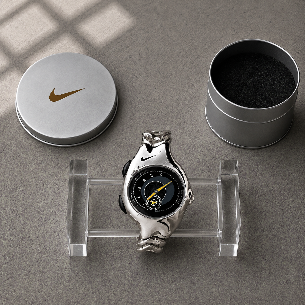 Nike Y2K Triax Wave Watch | Glossy Shell Black Face Yellow Hands