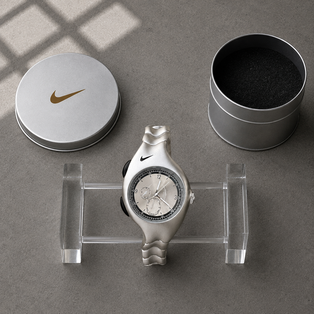 Nike Y2K Triax Wave Chronograph Watch | Matte Silver White Face