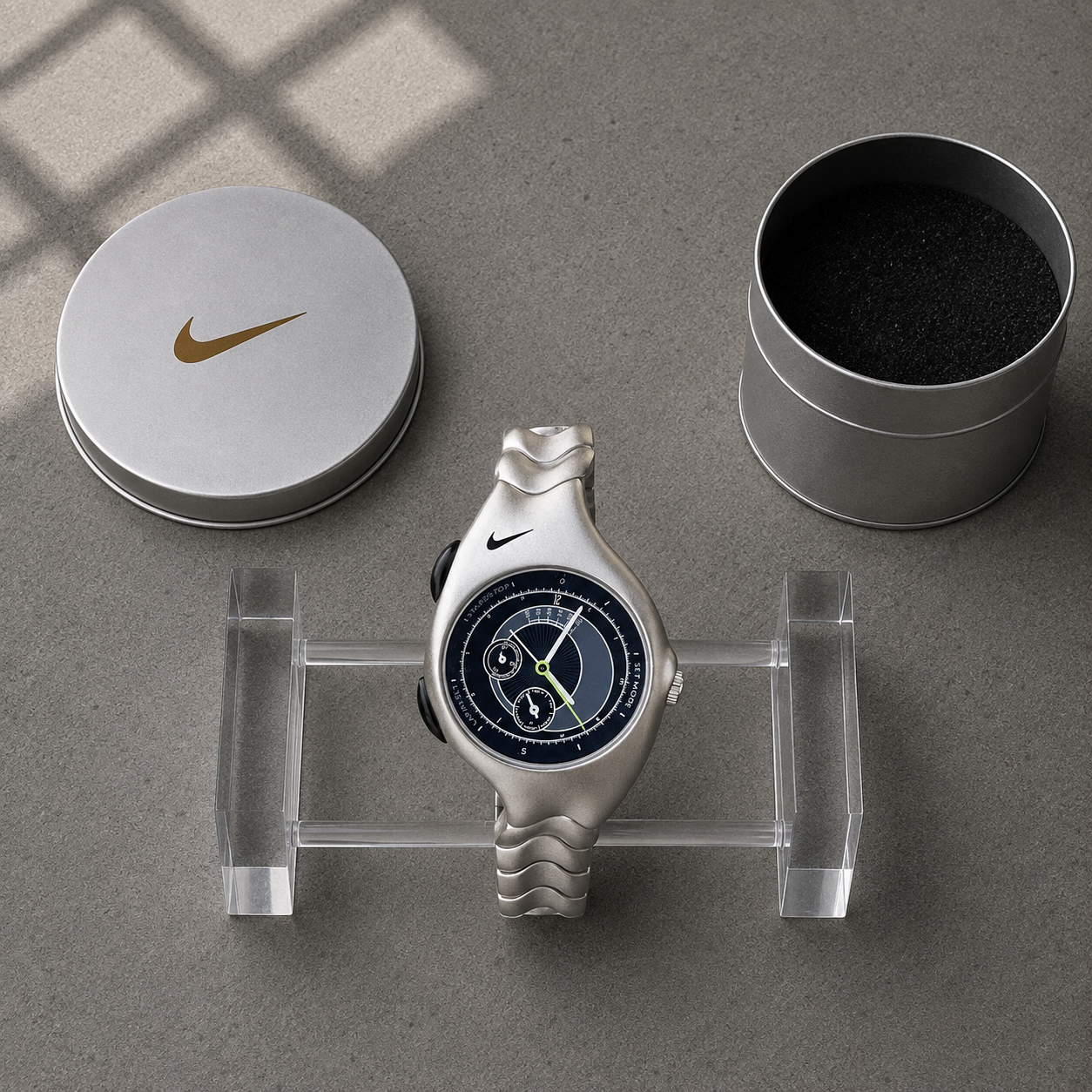 Nike Y2K Triax Wave Watch | Matte Silver Blue Face White Hands
