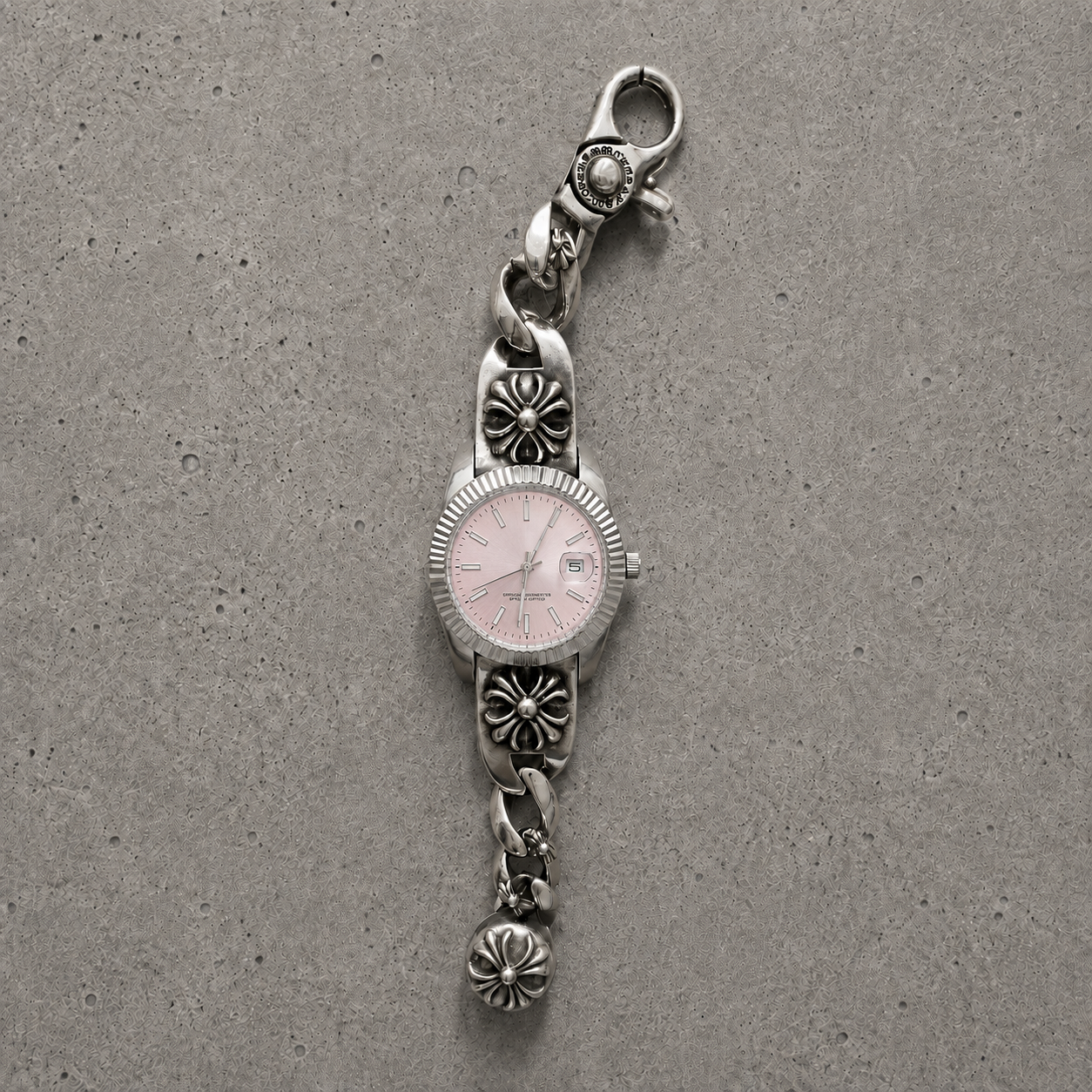 Vintage Floral Bracelet Watch – 36mm Japanese Quartz Stainless Steel Watch (Pink Dial)