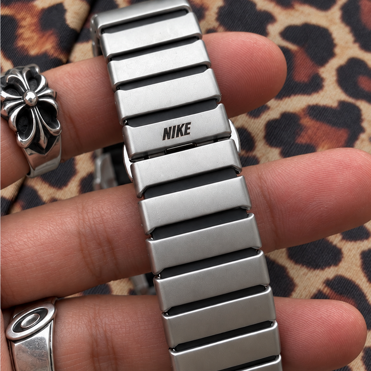 Vintage Nike Silver Stainless Steel Watch with Custom Stüssy-Style Dial